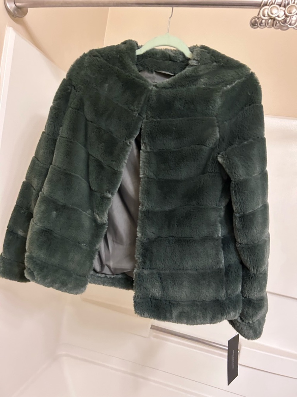 Marc New York Plush Faux Fur Jacket in Deep Green